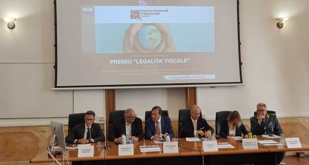 “Legalità fiscale”, Palermo premia il dialogo tra Stato e contribuenti. Al viceministro Maurizio Leo il riconoscimento della Camera Avvocati Tributaristi